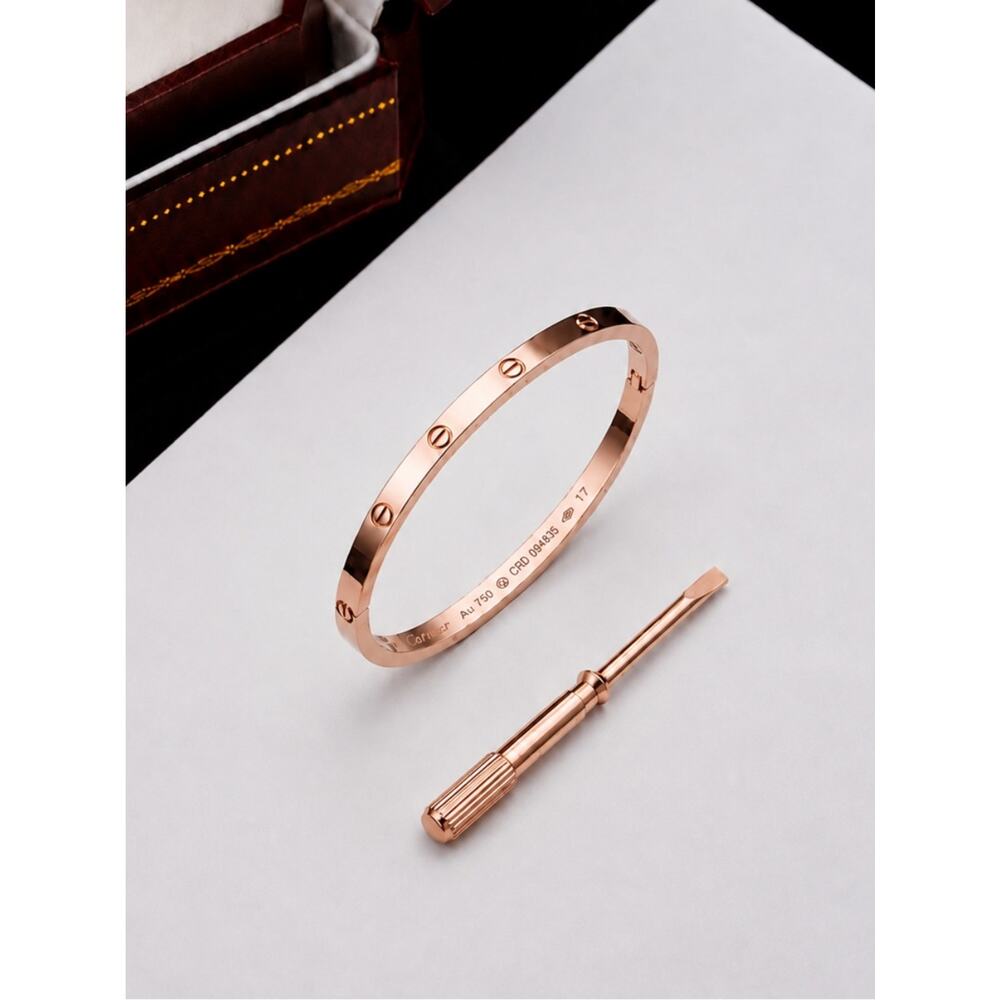 Stamped Rose Gold Love Screwdriver Bangle Bracelet No Stones - Picture 2 of 4